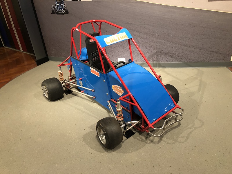 Small boxy blue vehicle