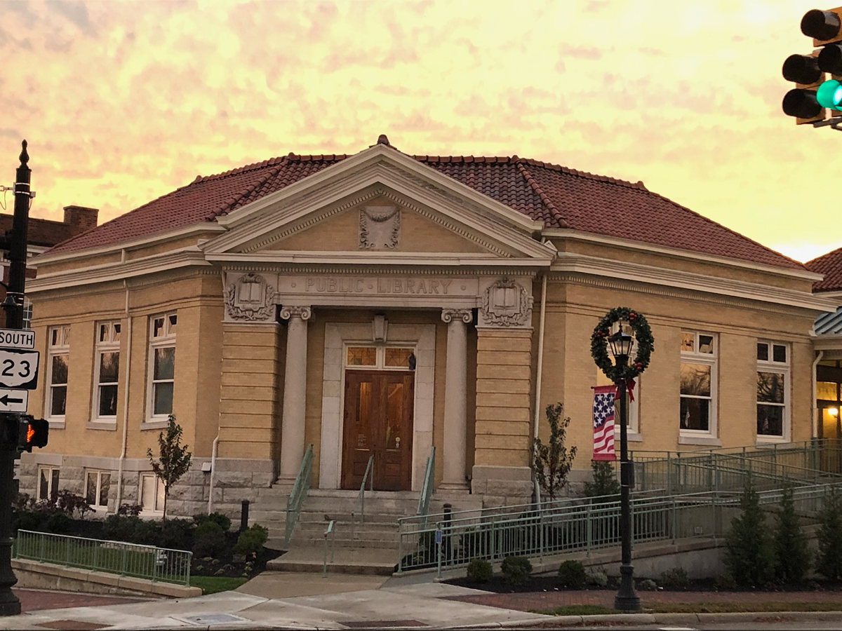 Street view of the Carnegie library in Lebanon, Ohio