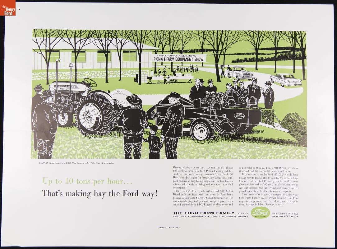 1960 Advertisement for the Ford 981 Diesel Tractor and Ford 250 Hay Baler