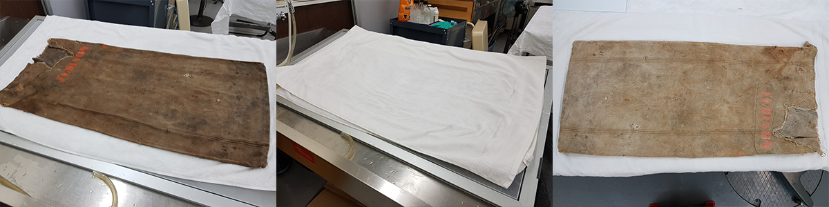 Grain Sack before, during, and after treatment