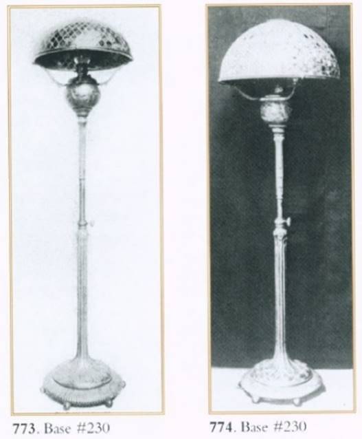 Two black-and-white images of floor lamps next to each other