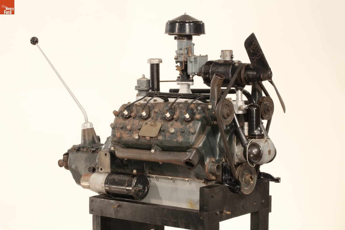 Engine mounted on stand