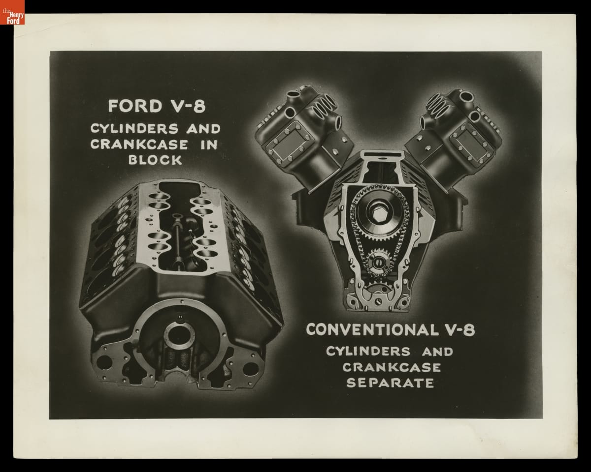 Illustration of two engines, one without and one with protrusions; also contains text