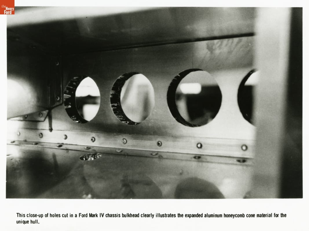 Close-up View of the Ford Mark IV Le Mans Race Car Hull Honeycomb Construction